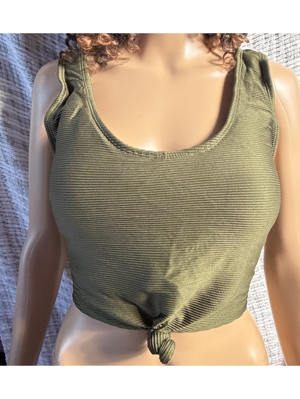 SWIM Coral Reef Olive Green Ribbed Swim Top XL